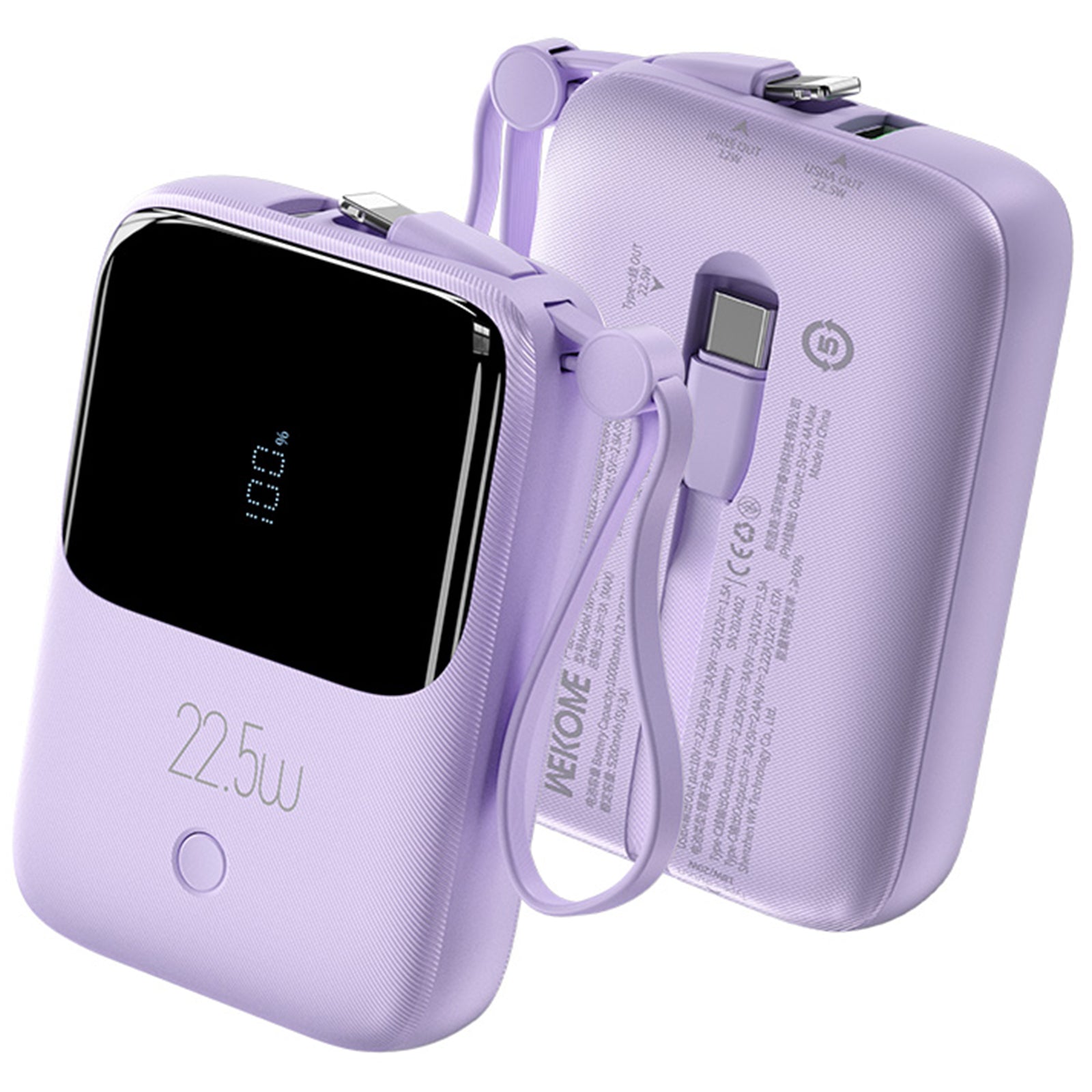 WEKOME WP-53 Linon Series 22.5W Cabled Super Fast Charging Power Bank 10000mAh Portable Phone Charger WEKOME WP-53 Linon Series 22.5W Cabled Super Fast Charging Power Bank 10000mAh Portable Phone Charger